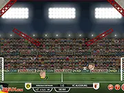 Dos jugadores de cabezas grandes en un campo de fútbol, preparándose para golpear el balón en Football Heads: 2019-20 Germany