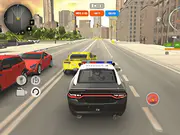 Un coche de policía persigue a un criminal por una ciudad en el juego de conducción Police Car Simulator, un emocionante títu