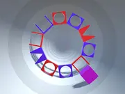 Jugador navegando un túnel lleno de formas geométricas en el juego Popular Shape Tunnel, poniendo a prueba sus reflejos.