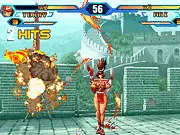 Escena de combate intensa en The King of Fighters v1.8, un emocionante juego de Popular en línea con personajes luchando.